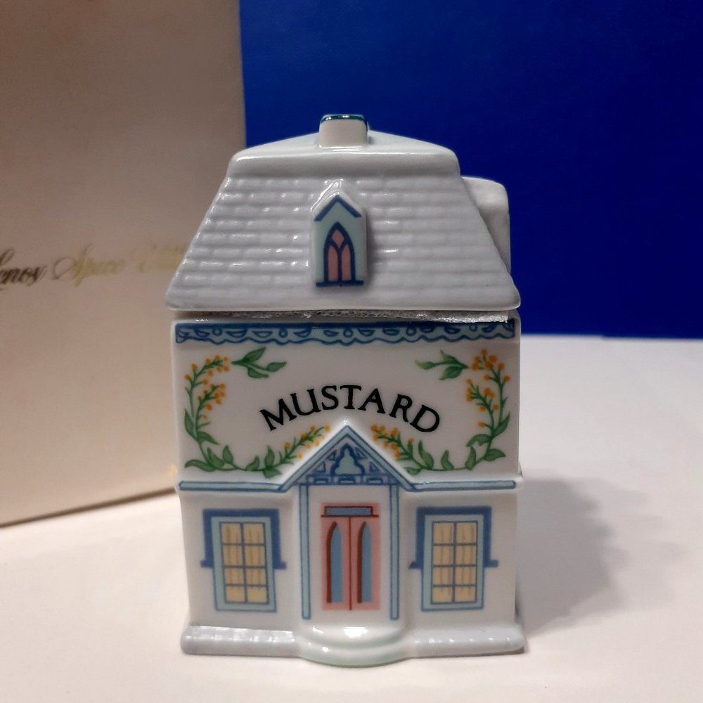 Lenox Spice Village Fine Porcelain 1989 Mustard Jar House With Lid Roof …